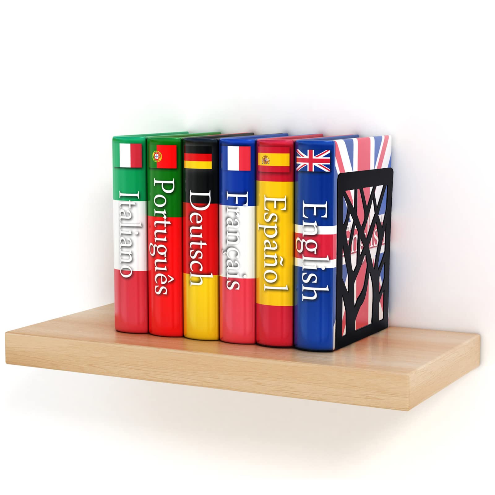 Serre-livres Décoratifs Arbre En Métal – Lot De 3 Paires (6 Pièces) Noir – Support Livres Lourds