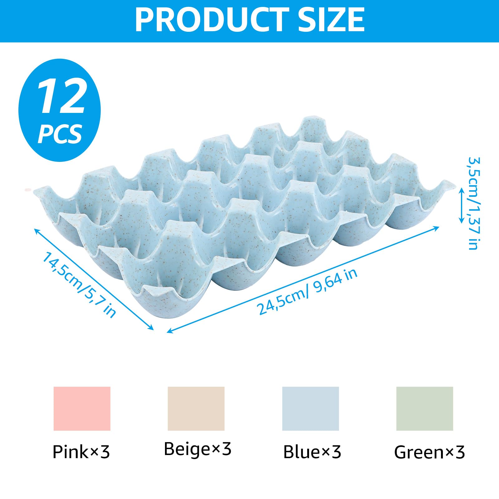 ZOFUN 12 Stück Eierkarton – 4 Farben, Je 15 Eier, Stapelbar, BPA-frei – Für Kühlschrank, Gefrierschrank & Picknick