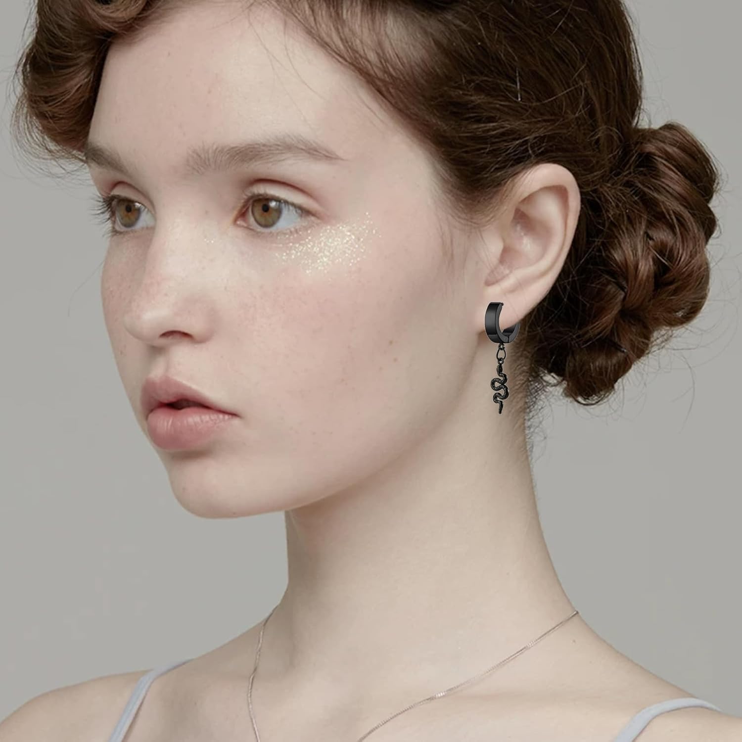 Unisex Punk Hip Hop Stainless Steel Silver Black Gold Tone Lock Thunder Lightning Bolt Dangle Huggie Hoop Earrings Gift for Women Men Boy Teens - Image 4