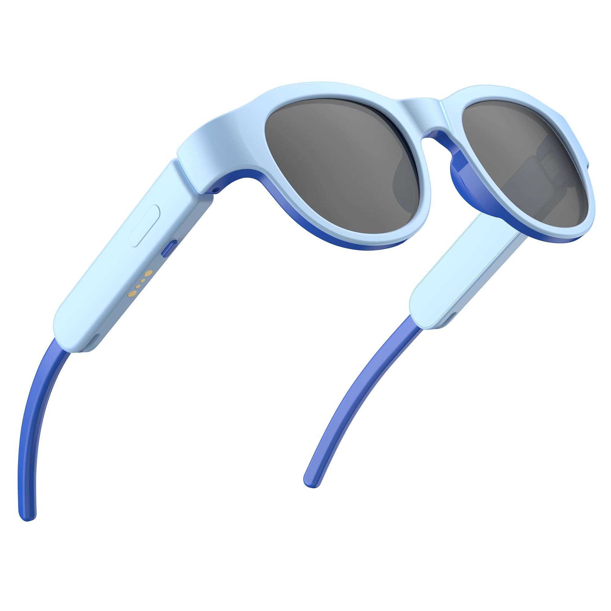 Kids Smart Bluetooth Audio Glasses with LED Lights, Open-Ear Stereo Sound, Touch Controls, Magnetic Charging, for Children 3-12 Years, Pink Blue Green Colors (Blue)-image-1
