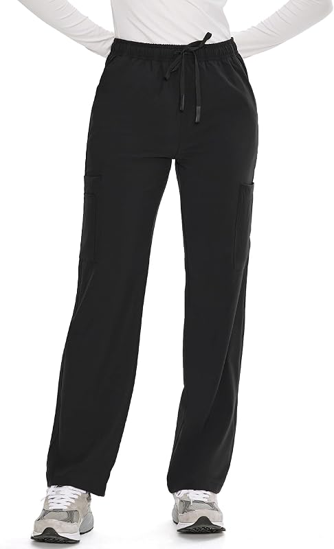 COZYFIT Straight Leg Scrub Pants for Women, Easy Care | 6 Pockets, Soft Stretch Fabric, Drawstring Waist, Smooth Touch, Anti-Wrinkle, Machine Wash, for Easy Movement
