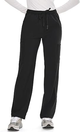COZYFIT Straight Leg Scrub Pants for Women, Drawstring Soft Stretch, Anti-Wrinkle Womens Scrub Pants with 6 Pockets