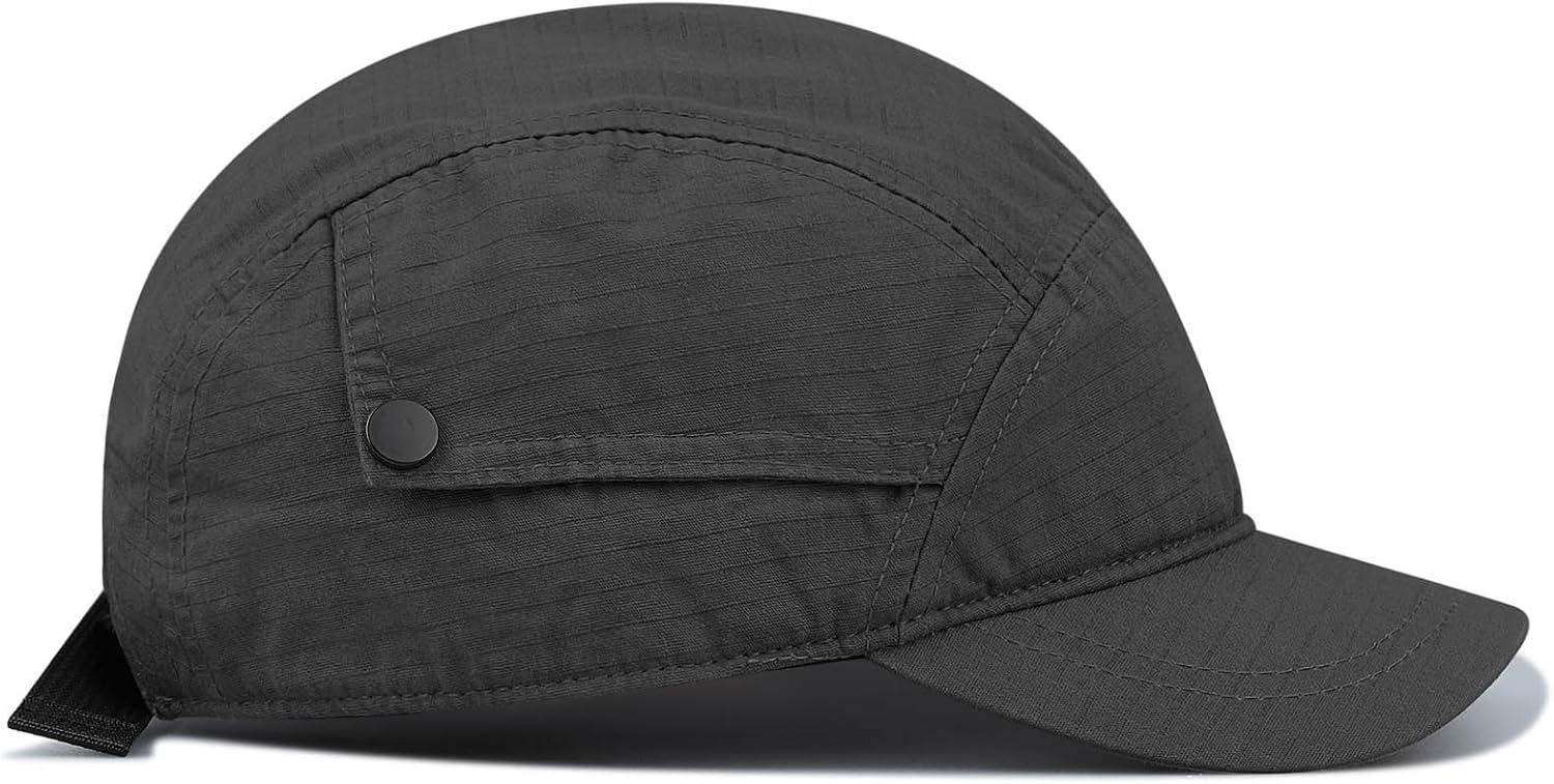 Croogo Short Brim 5 Panel Baseball Cap Cooling Trucker Dad Cap Adjustable Strap Cadet Cap Curved Brim Snapback Hats for Daily - Image 4