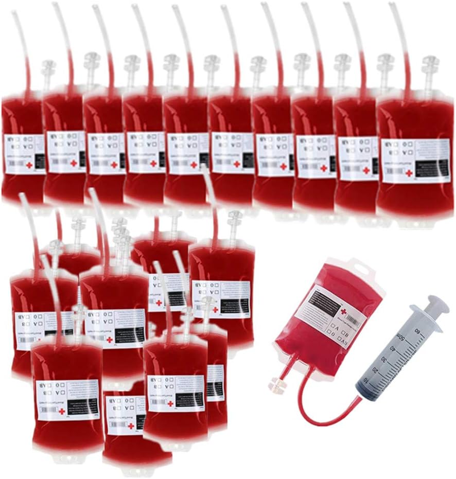 AOBOR AIWEILAN Blood Bag for Drink IV Bags, Halloween Party Cups Drink Container, Drink Pouches Gag Gift,Doctor Nursing/RN Graduation Zombie Vampire Party Supplies(Pack of 20)