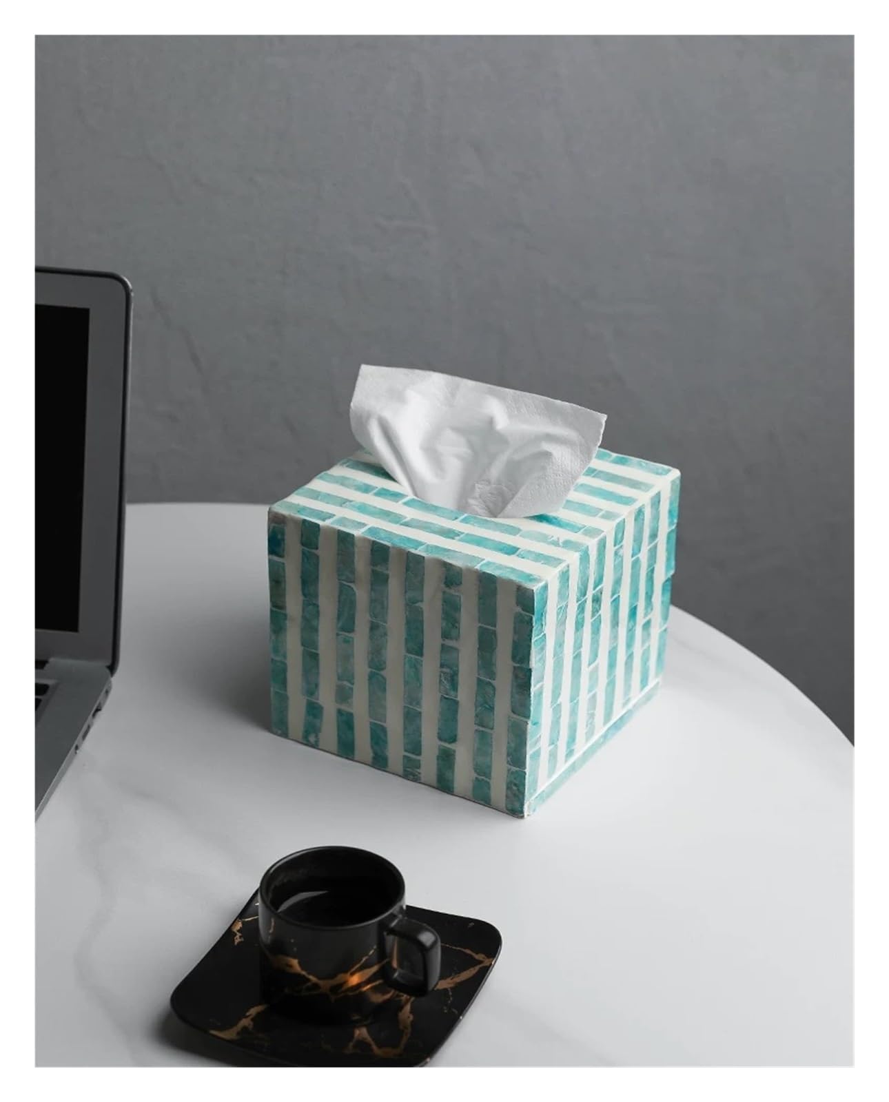 Portarrollos de Papel Caja de pañuelos Azul Moderna, servilletero Decorativo Hecho a Mano con Mosaico Imprescindibles para el salón