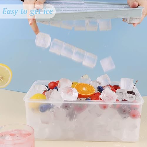 Miniatura 3 de Unigul Bandeja para cubitos de hielo con tapa y contenedor (paquete de 3), molde de cubitos de hielo de 1.2 pulgadas, bandeja de hielo hexagonal