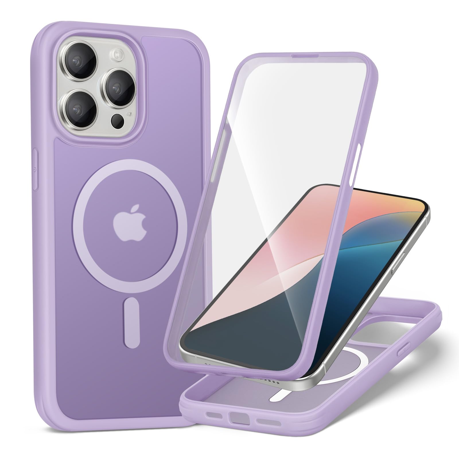 XcaseBar for iPhone 15 Pro Max Case,Full-Body Rugged Case with Built-in Anti-Scratch Tempered Glass Screen Protector,Compatible with MagSafe, Men