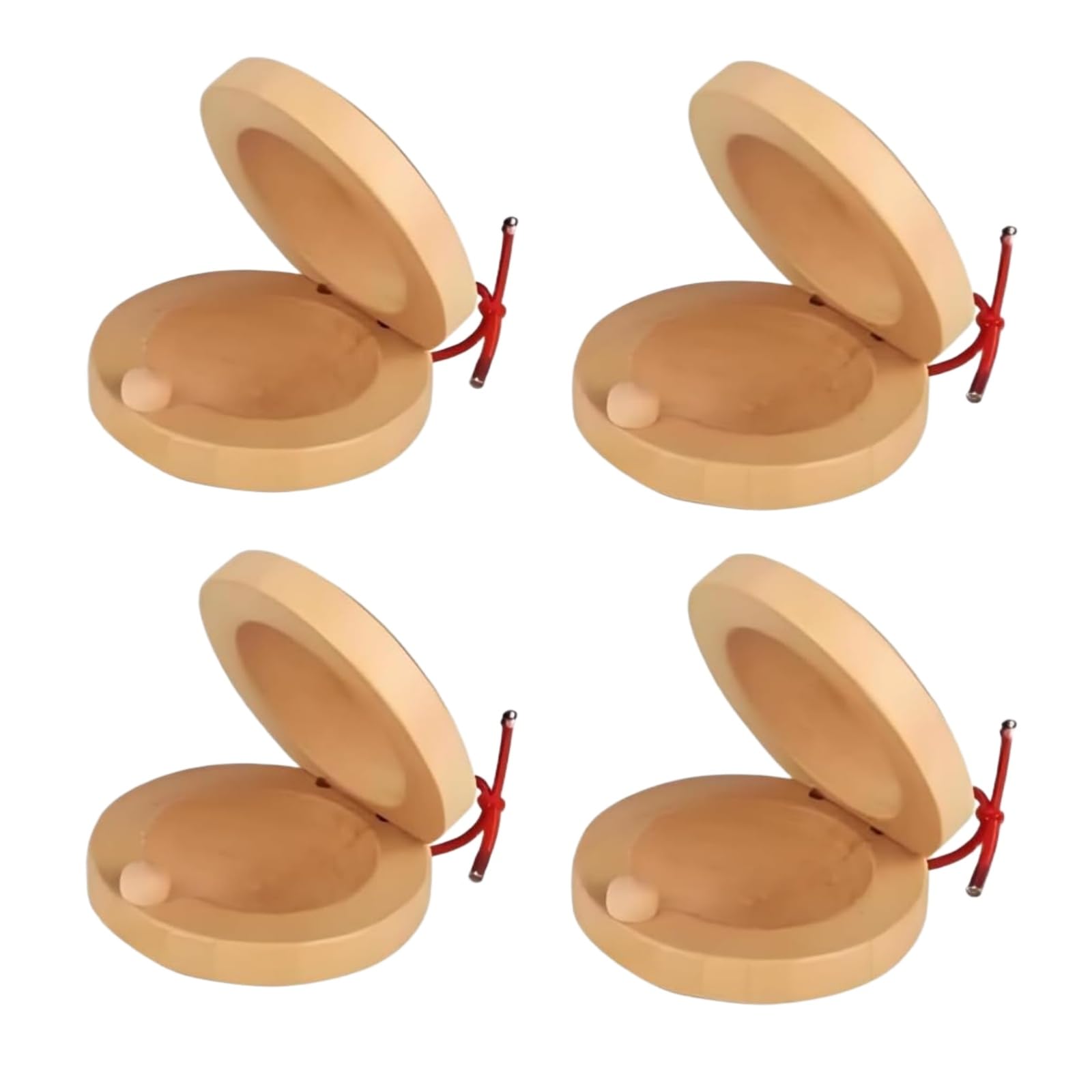 Wooden Castanet Percussion Instrument - 4Pcs Hand Finger Castanets Wood Castanets Classroom DIY Rhythm Music Musical Instrument