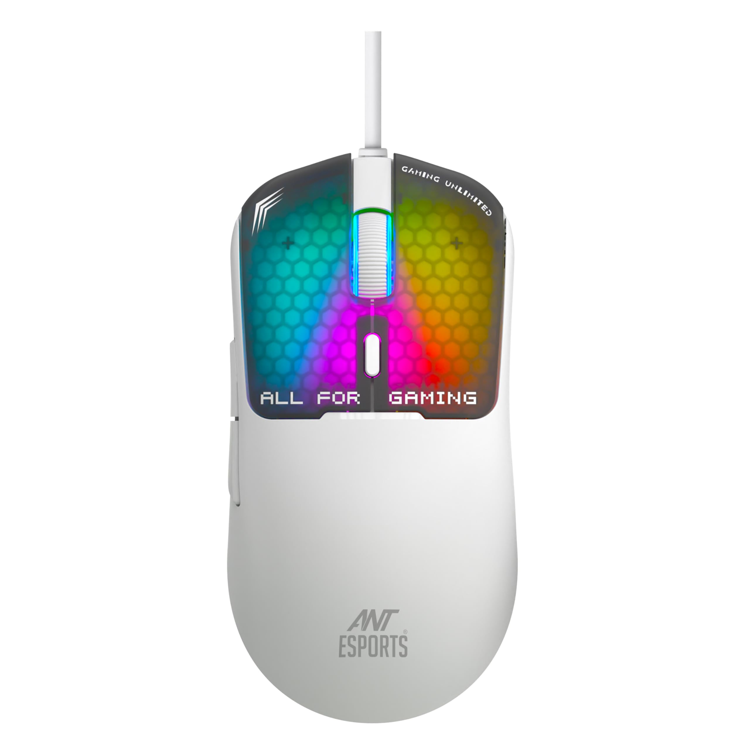 Ant Esports Virtus100 Wired RGB Gaming Mouse | Light Weight |6D Durable Buttons | High Performance Up to 12800 DPI 1000Hz Polling Rate | AI Sensor | 20M Click | Software Support Esports Mouse_ White
