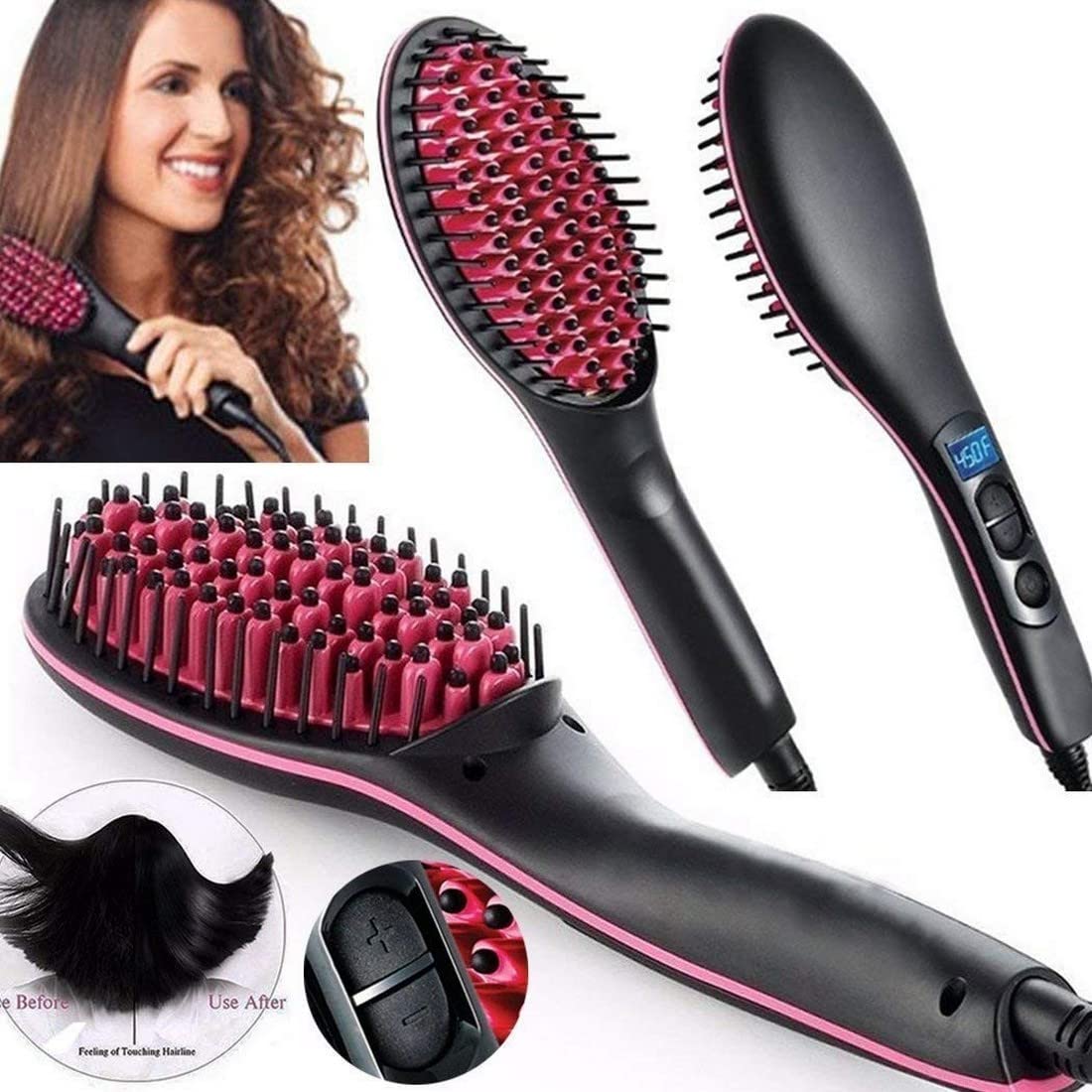 Krishna Zone Simply Straight Ceramic Electric Digital Fast Hair Straightener Comb Brush And Smooth Hair Ironer With Lcd Display 2