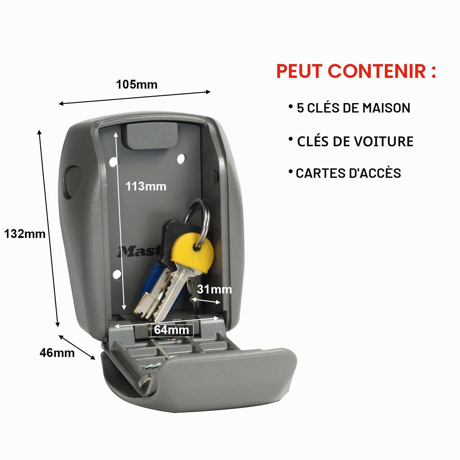 MASTER LOCK Sécurité renforcée pour clés - Certifié - Résistant aux intempéries - Fixation murale