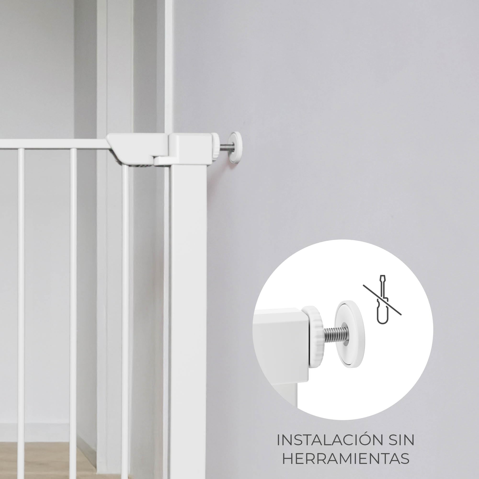 Kinderkraft Safe Snap - Barrera de Seguridad para escaleras, sin taladrar, Color Blanco