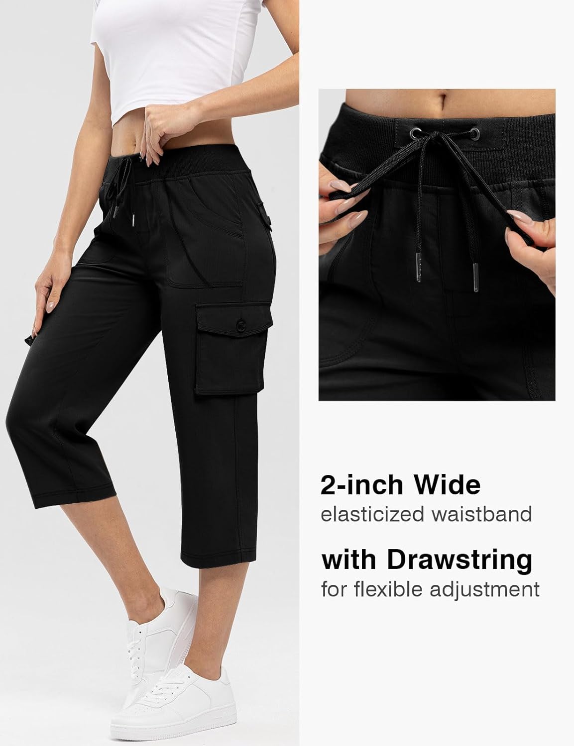 Rdruko Women's Cargo Capris Pants Lightweight Quick Dry Hiking Summer Casual Travel Pants with Pockets - Image 5