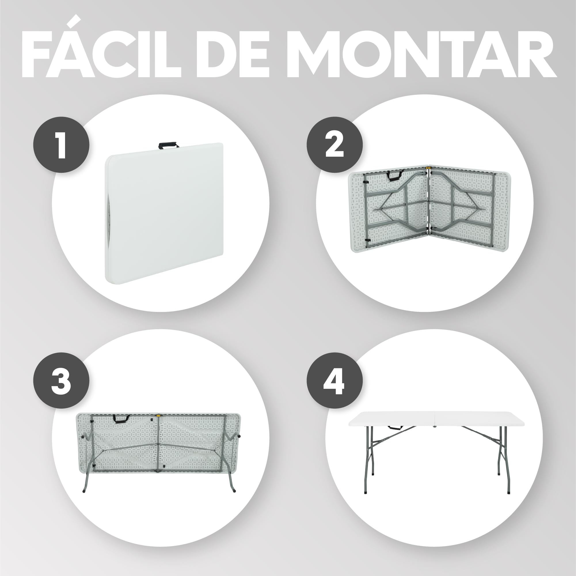 Mesa Plegable portátil de 180x70x74 cm | Mesa de Camping con Estructura metálica y Tablero HDPE Resistente | Capacidad 6/8 Personas, Carga 150 kg | Plegable con asa de Transporte