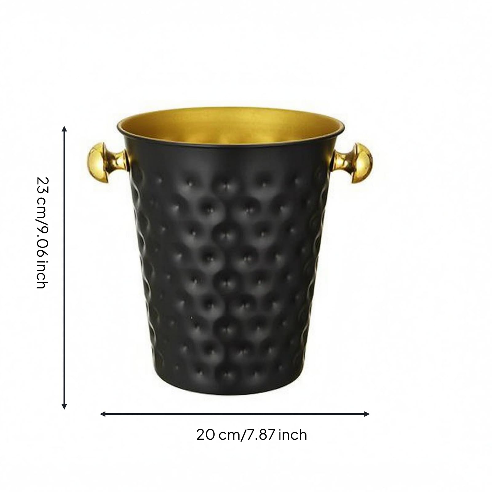 Soporte para cubeta de champán de acero inoxidable, moderno recipiente pulido para eventos sociales, cenas, reuniones, negro, cubo de hielo martillado horneado negro