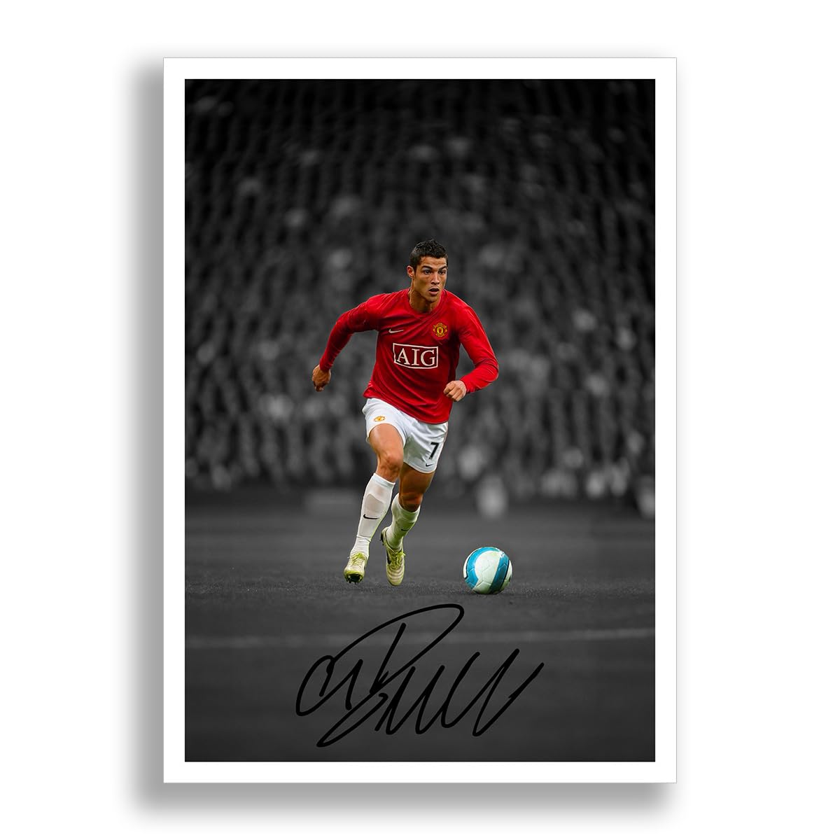 Manchester United Legends Cristiano Ronaldo David Beckham Eric Cantona George Best Signed Photo Poster Print Autograph Memorabilia Gift Man U Famous Number 7's (Ronaldo A4 Poster Only)