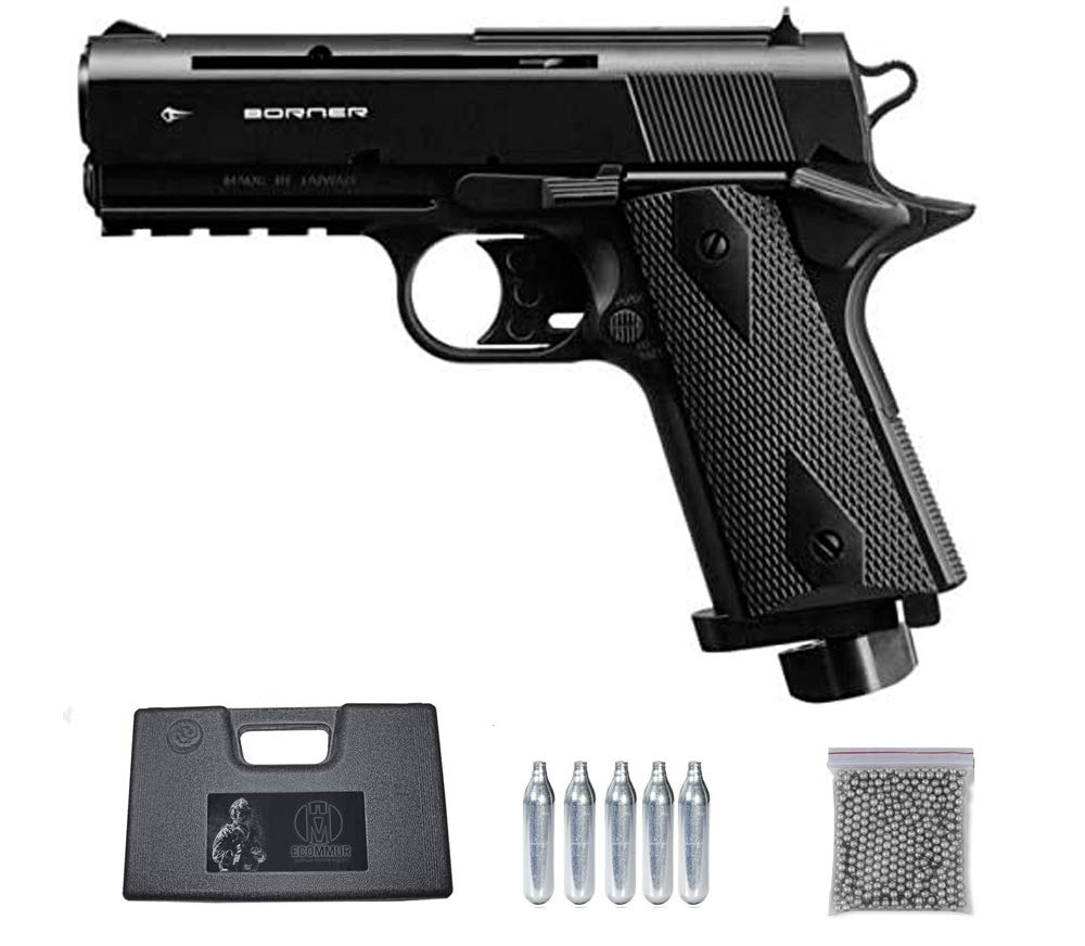 Pistola de perdigones CO2 (Arma de balines BB's de Acero Cal 4.5mm). SEMIAUTOMÁTICA < 3,5 Julios