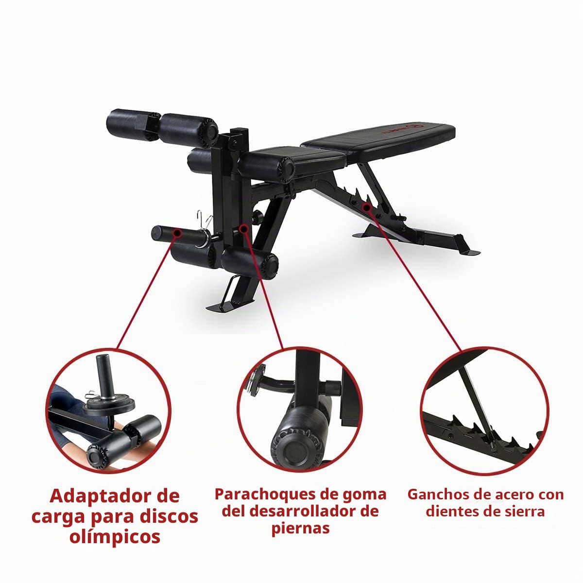 Marcy Eclipse UB9000 - Banco Ajustable (270 kg), Color Negro/Rojo