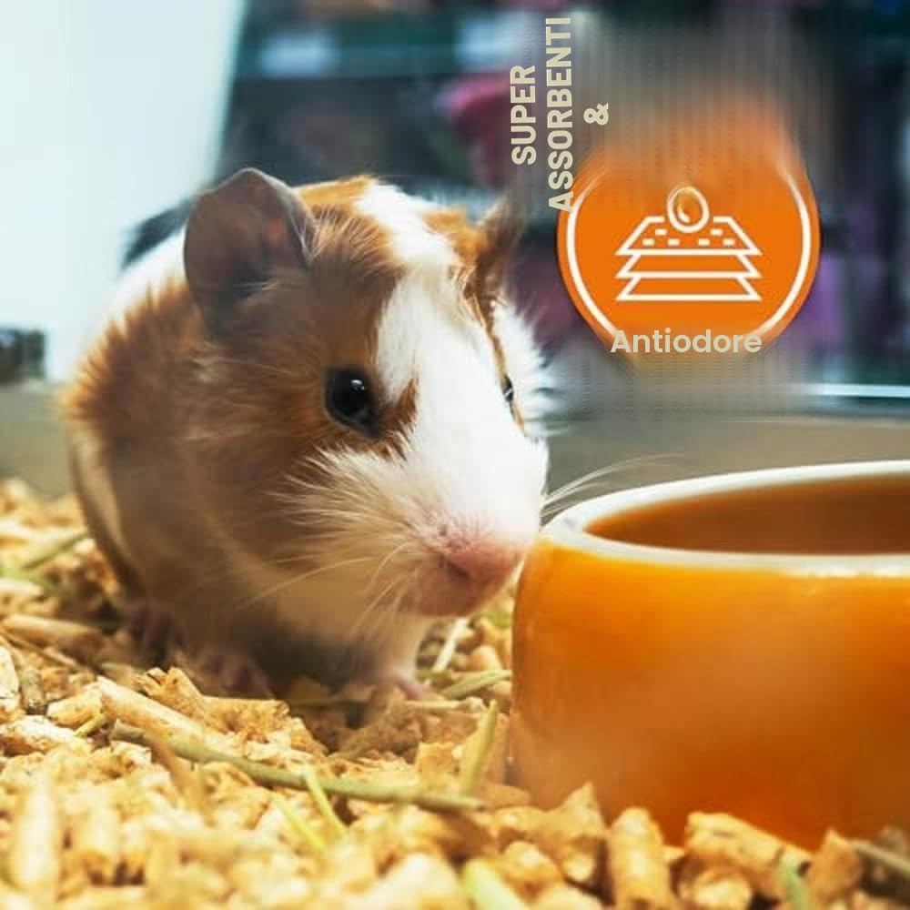 Anibest Pellet di piccoli animali, 100% lettiera naturale per conigli, criceti, porcellini d'India e Co, pellet di legno assorbenti e antiodori, lettiera facile da dosare, 11 kg/20 l
