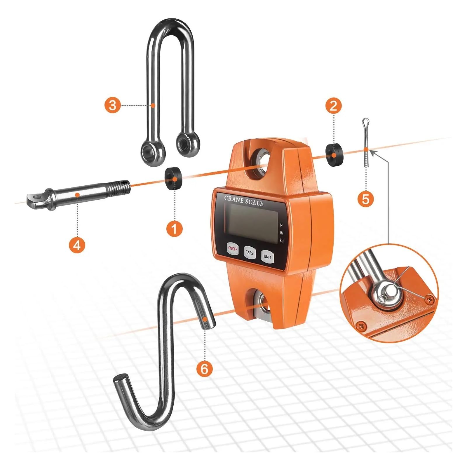 Bilancia sospesa digitale con custodia in alluminio pressofuso, peso mini gru portatile da 50/200/300 kg con gancio Breve tempo di risposta(300kg Black)