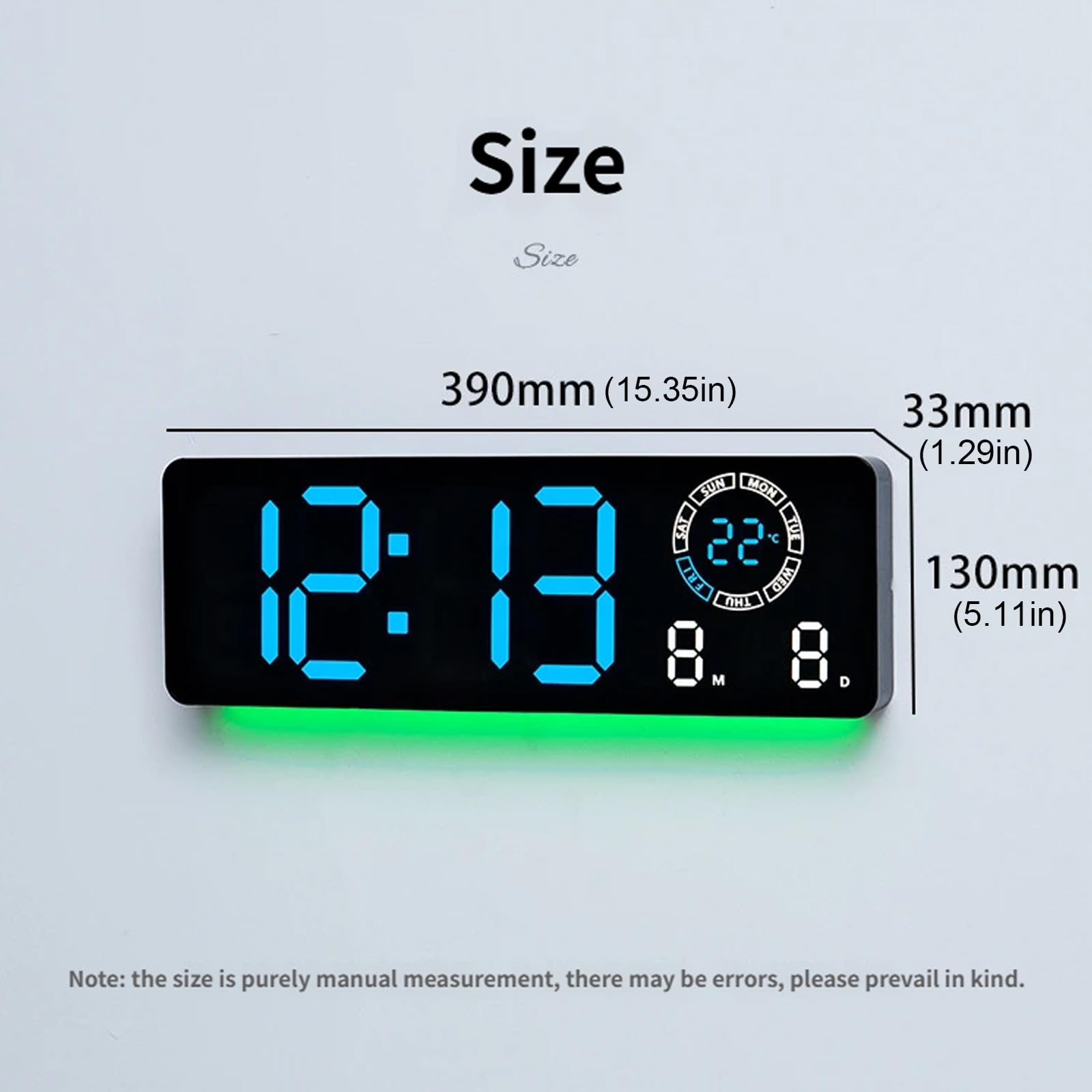 Mehrfarbige LED Digital Wanduhr mit Helligkeitseinstellung, Uhrzeit, Datum, Temperaturanzeige, Nachtlicht für Zuhause, Büro, Moderne LED Digitaluhr, mehrfarbige Beleuchtung, Temperaturanzeige,