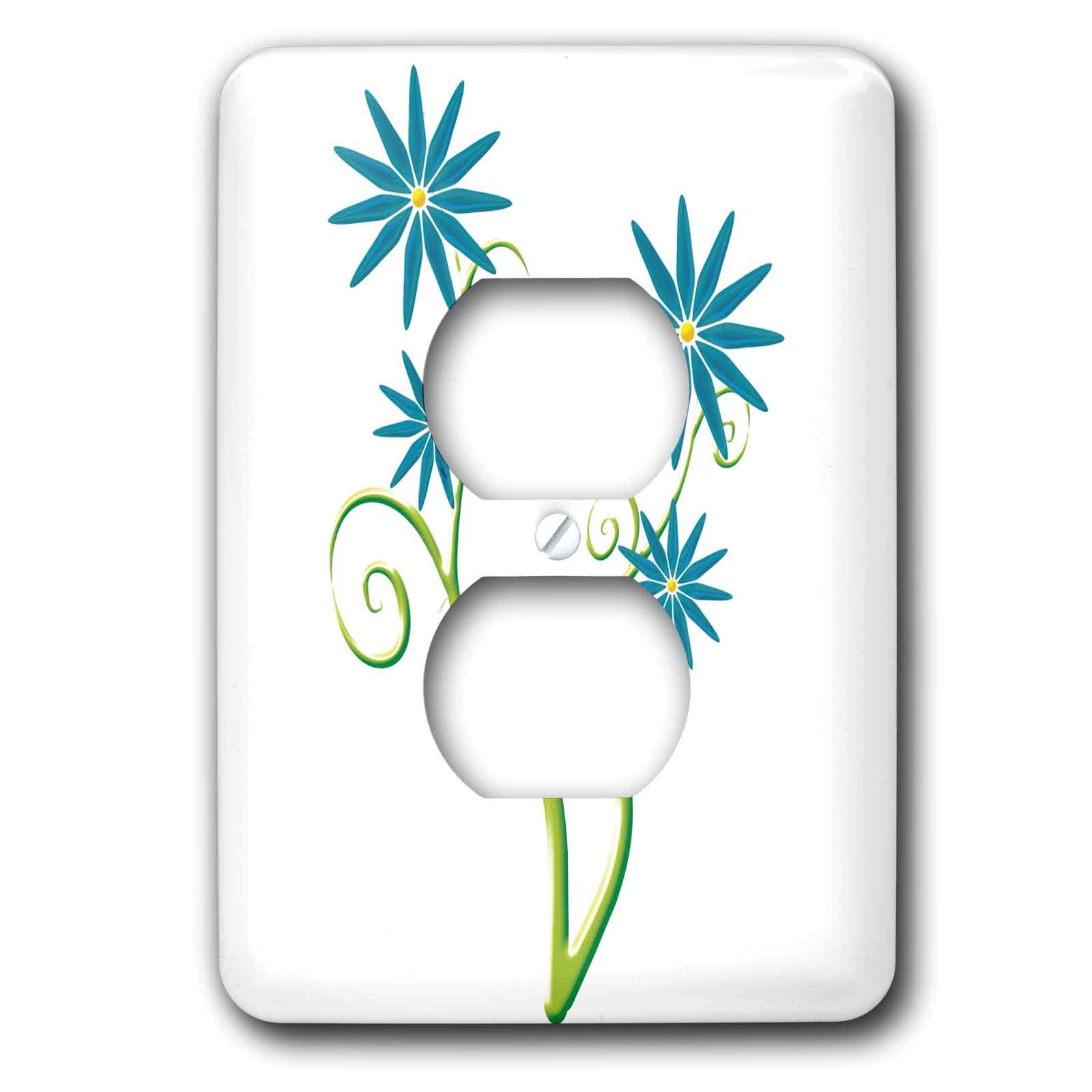 Blossom Aqua Flowers lot de 2 bouchons de prise cache-prise design