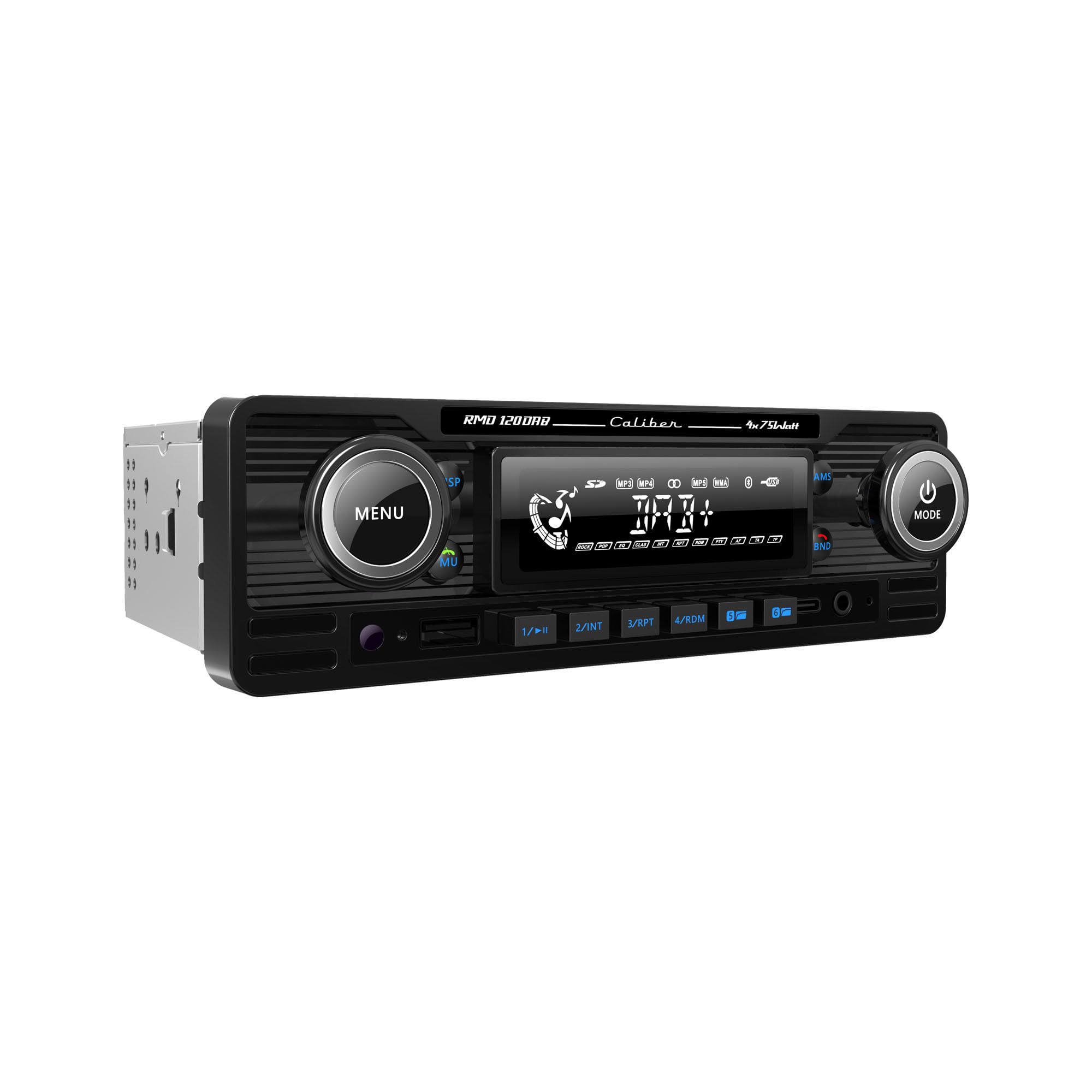 Caliber RMD120DAB-BT-B - radio samochodowe z Bluetooth, DAB+ - wygląd retro czarny chrom