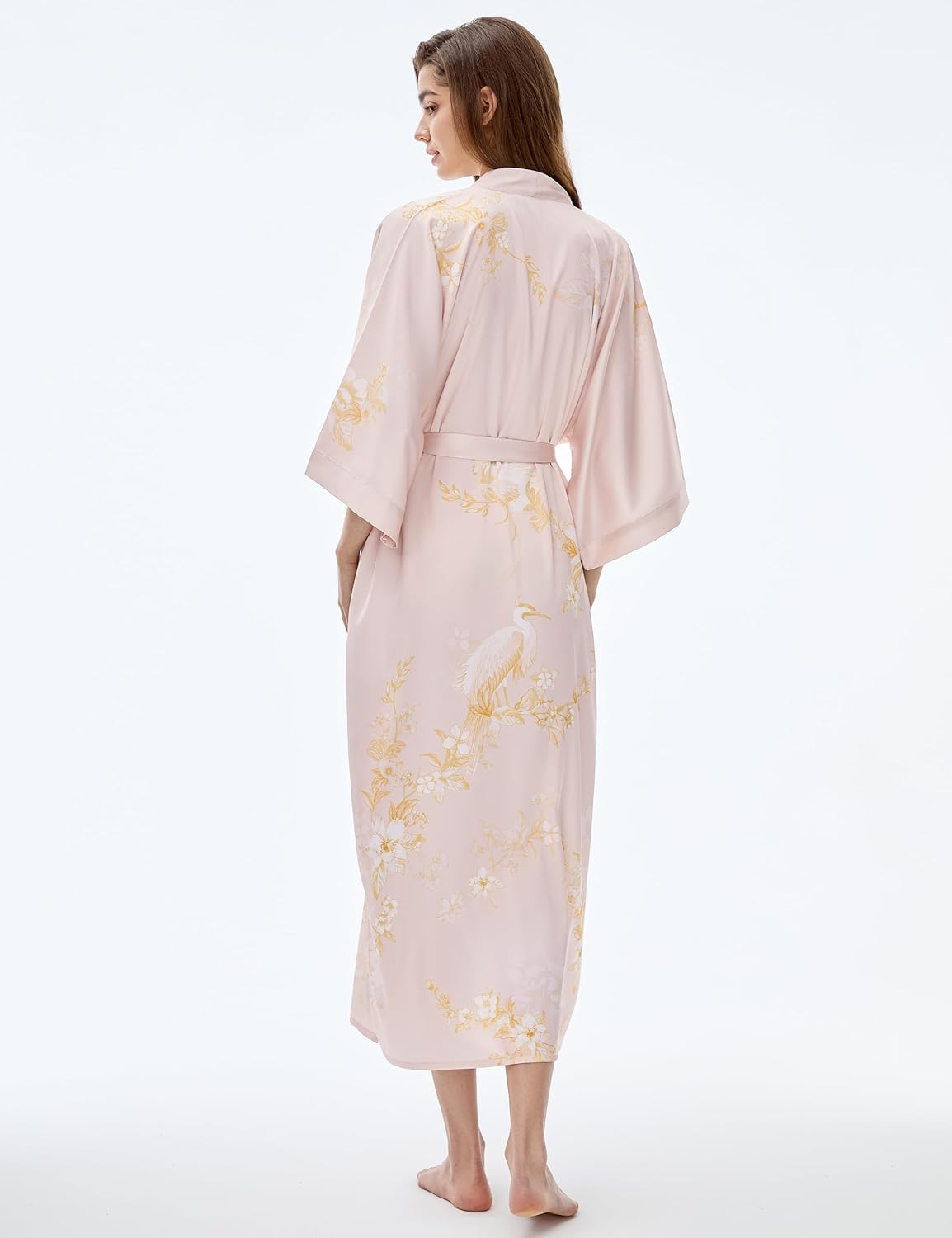 PRODESIGN Kimono Robe for Women - Long Satin Sleepwear Silky Kimono Cover-Up Nightgown Japanese Bathrobe Loungewear Blouse - Image 5