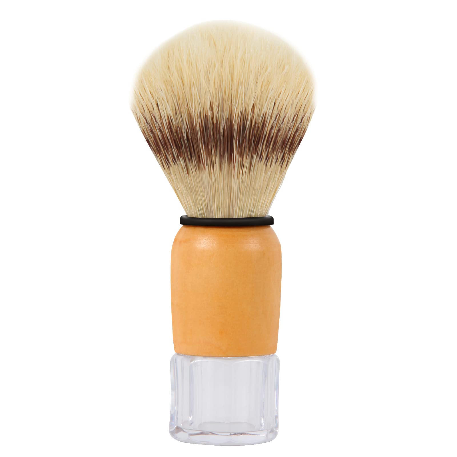 Genixart Nature Bristle Shaving Brush with Varnished Wooden Handle Plus Transparent Base, Perfect for Mens Wet Shave (1pc Gift Pack)