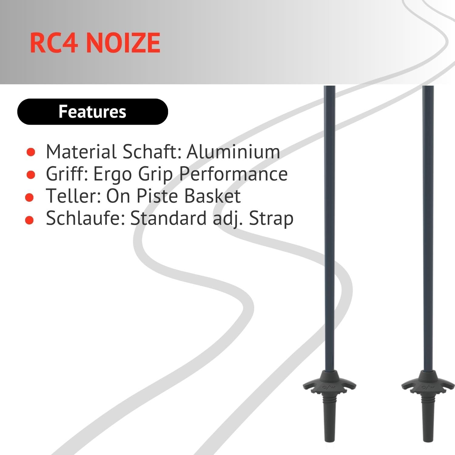 Skistöcke Fischer RC4 Noize - Alpin Ski Stöcke - hochwertiger Aluminium Skistock - Allmountain Pistenstock - Unisex - ergonomischer Griff - verstellbare Handschlaufe