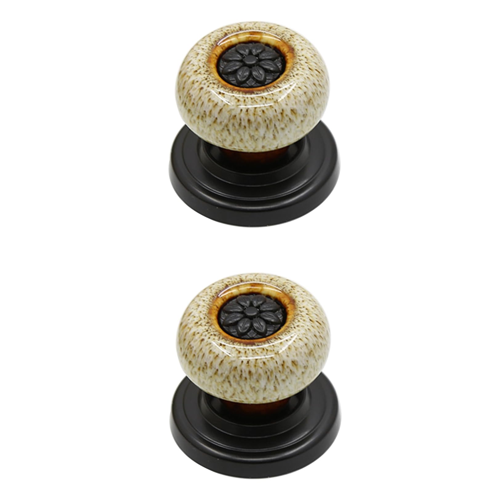 2 Pack Antique Cabinet Knobs Vintage Ceramic Drawer Pulls Furniture Door Knobs Round Single Hole Cupboard Knobs with Screws Wardrobe Handles for Dresser Cabinet,Decorative (B,White)