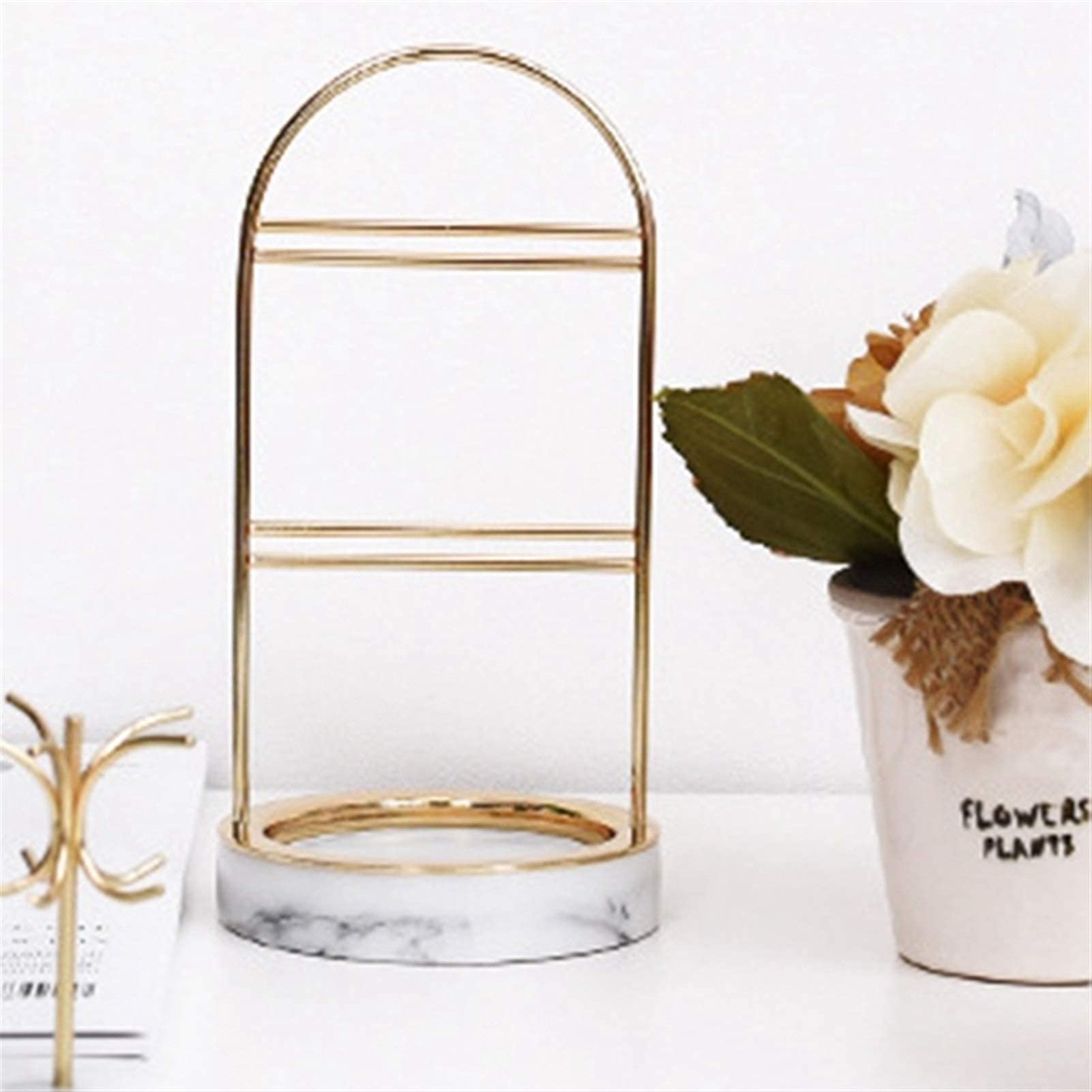 Display Schmuckkasten Schmuck Baumständer Marmor Harz Base und Gold Metall Schmuckständer Armband & Halskette Schmuck Organizer Display Tree Rack mit Ring Tray Schmuck Aufbewahrungskoffer