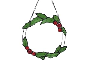 Christmas Green Wreath Stained Glass Window Hangings