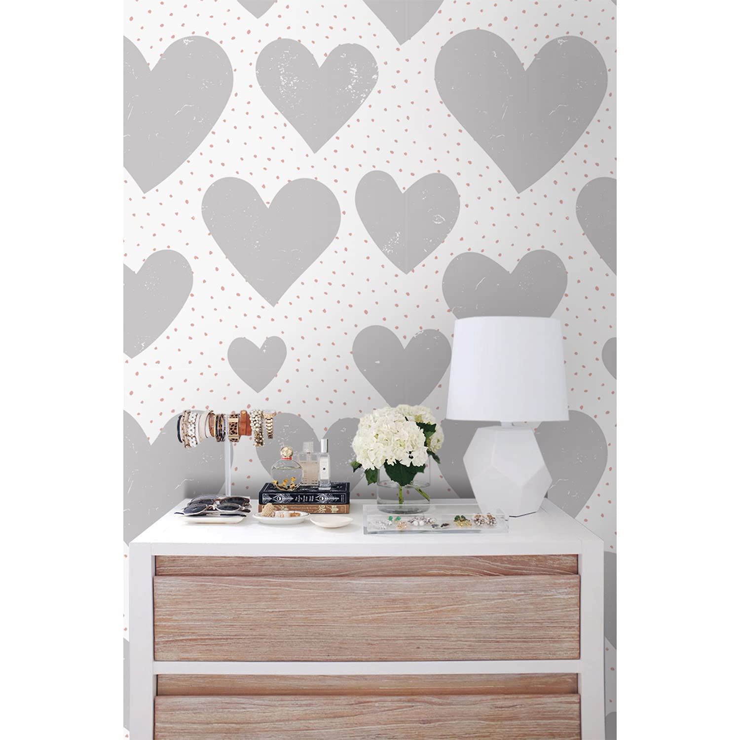 Papier peint latex 416x254cm cœurs des points d'amour pour muraux salon