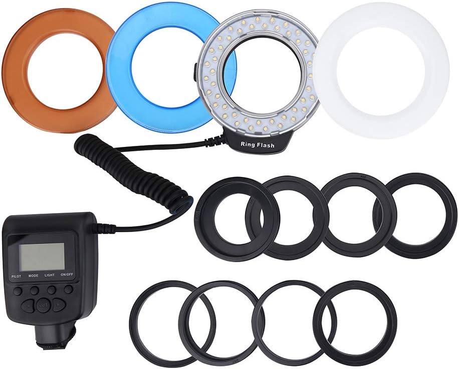 LED Ring Fill Light,Portable 3000-15000k Adjustable 1/1000sec 5cm-1.5m Flash 48 LED Bead Macro Speedlight,with Flash Controller Color Filter Adapter,for Canon for Nikon for Pentax for Olympus : Electronics