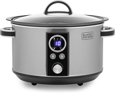 BLACK+DECKER BXSC16044GB 3.5L Digital Sear & Stew Slow Cooker, Black & Chrome