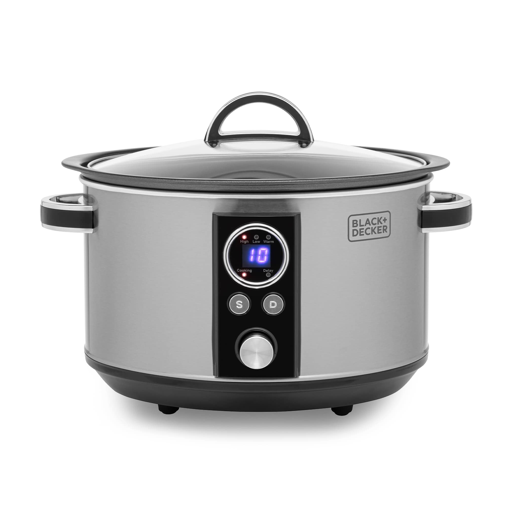 BLACK+DECKER BXSC16044GB 3.5L Digital Sear & Stew Slow Cooker, Black & Chrome