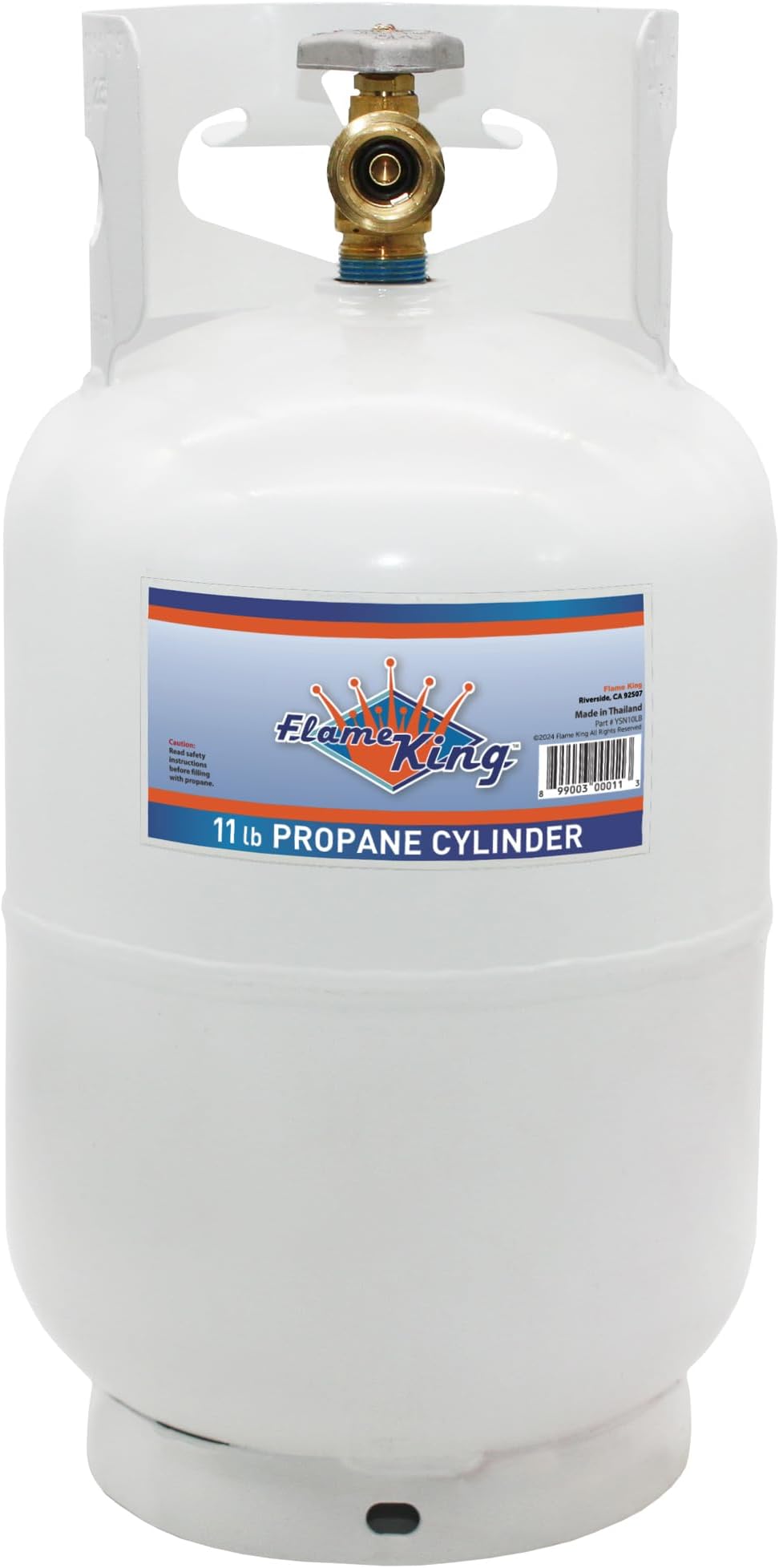 Flame King YSN10LBa 11 Pound Propane Tank Cylinder with Type 1 OPD Valve, White