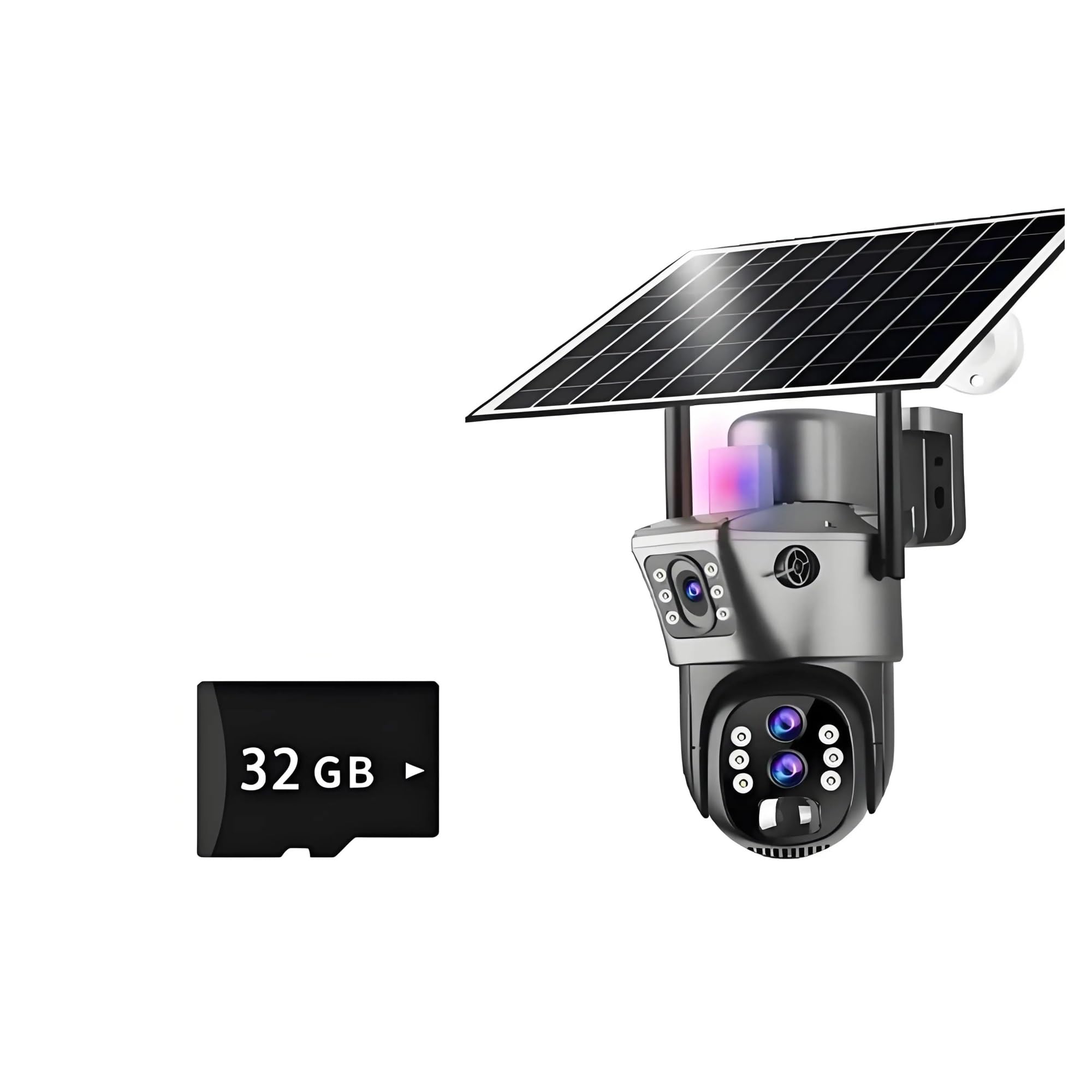 Oshpmbdlyfj 6K 10X Zoom Add 32G 10X Zoom 4G Sim Solar Camera Outdoor 6K 12Mp Three Lens Hd Night Vision Ip Surveillance Camera Security Protection Ptz Cctv Cam(6K 10X Zoom Add 32G)