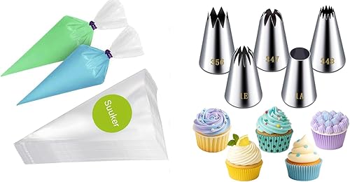 Suuker 100 bolsas de tubería con 5 boquillas grandes