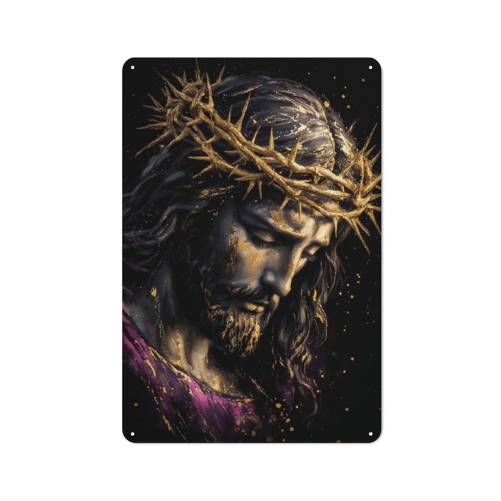 Junmoney Style-15 Jesus Christ Crown Of Thorns Metal Wall Art Sign 30X20cm, Modern Retro Urban Room Decor For Modern Home, Workshop, Office Or Cafe