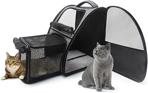 ELEGX Mochila transportadora extragrande expandible para gatos de hasta 20 libras, mochila transportadora de mascotas para perros pequeños, gatos