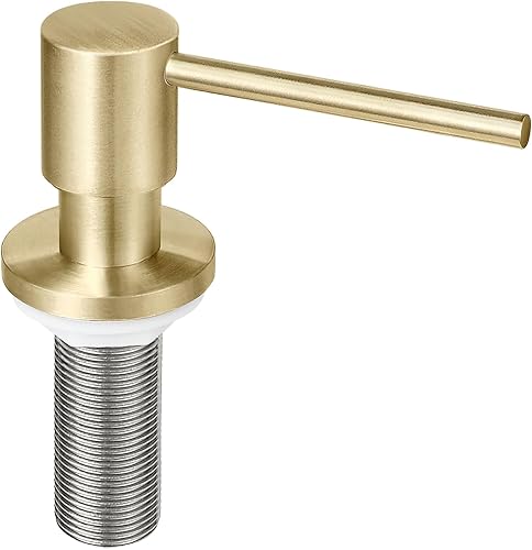 Dispensador de jabón o dispensador de loción para fregadero de cocina de latón montado en la cubierta con botella recargable de 17 onzas sobre el