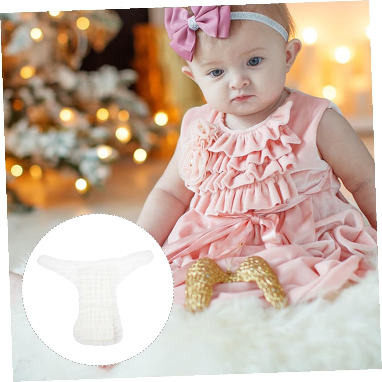 SOLUSTRE 5pcs Newborn Cloth Diapers Washable Diaper Pants for Babies Organic Inserts Included Newborn White Baby Cover
