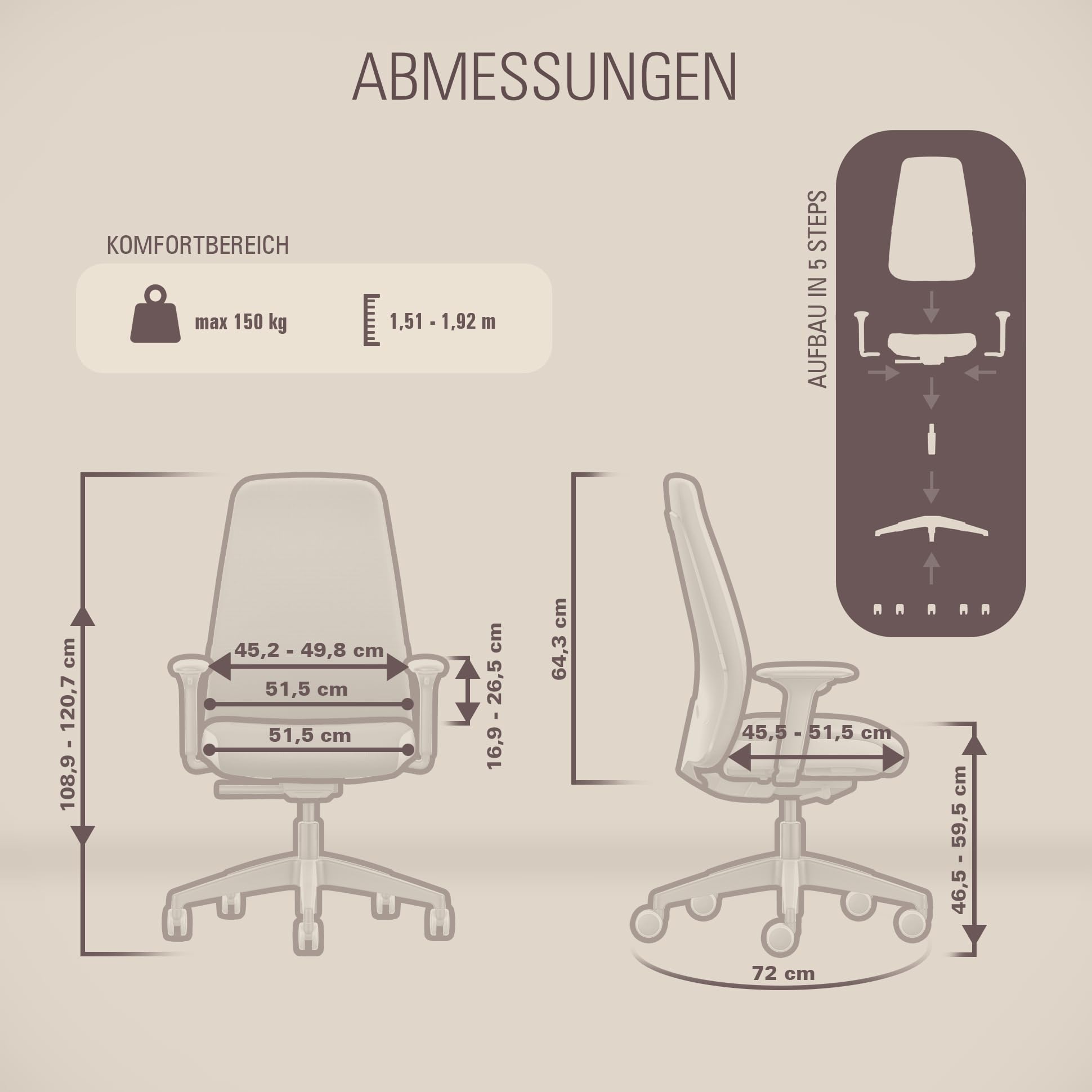 Interstuhl Style Soft+ Ergonomischer Bürostuhl mit hoher Rückenlehne – Schreibtischstuhl für große Personen, Belastbar bis 150kg, 10 J. Garantie, Made in Germany, schwarz