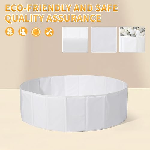 Miniatura 8 de TRENDPLAY Piscina de pelotas blanca para niños pequeños, perros, gatos, tienda de campaña de juegos para niños, piscina plegable con bolsa de