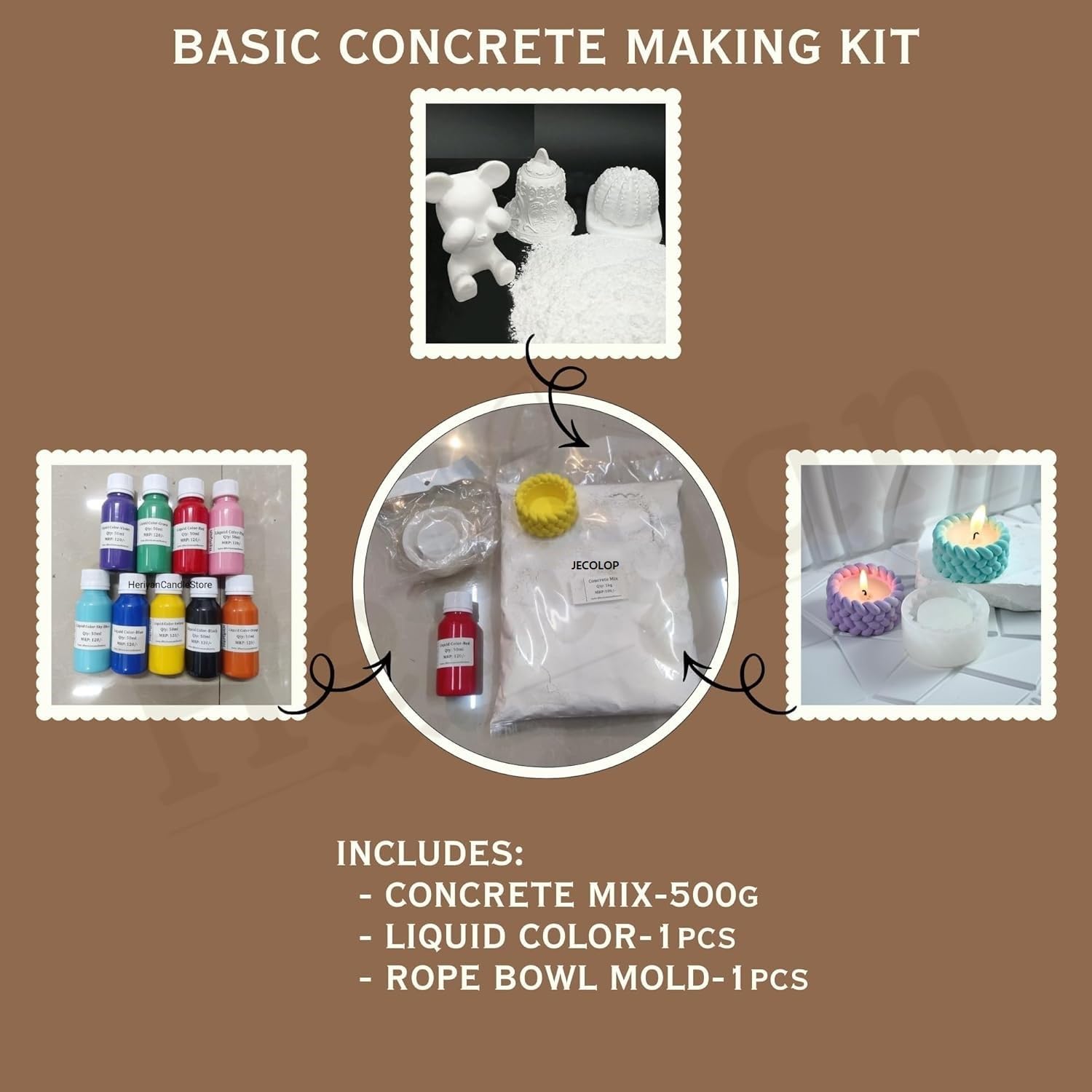 JECOLOP Terra Art Concrete Making Kit, DIY Terrazzo Art Kit for Home Décor, Planters, Trays & Candle Holders | Beginner Friendly Craft Kit (Kit 01) 1