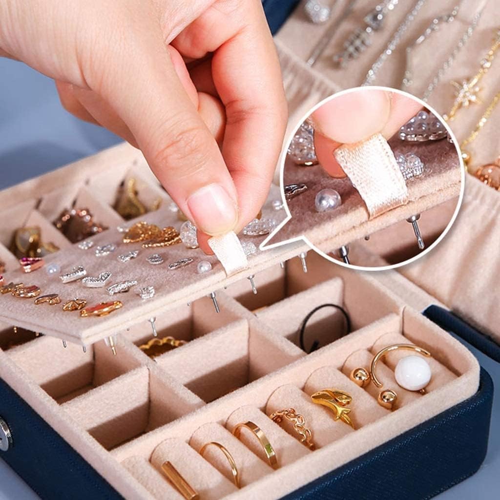 Jewelry Box Jewelry Box Portable Jewelry Box Large Capacity Jewelry Organizer Box with Zipper Jewelry Storage Box Holder for Earring Ring Necklace Classic Retro Jewellry Holder (A)