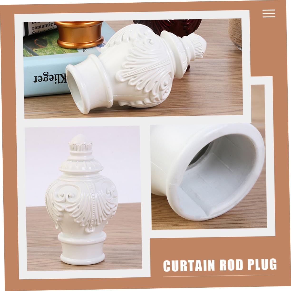Embouts De Tringle à Rideaux Décoratifs en Plastique Blanc, Butées De Rideau De Fenêtre, Lot de 10 Pièces, Compatibles Tringles Romaines, Accessoires pour Décoration Intérieure