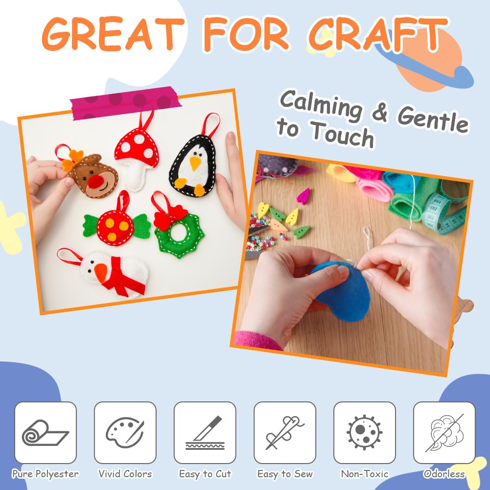 40 Farben Bastelfilz Set – Je 15x15 Cm, 1 Mm Dick – Inkl. Fäden, Augen & Füllwatte Für DIY-Projekte